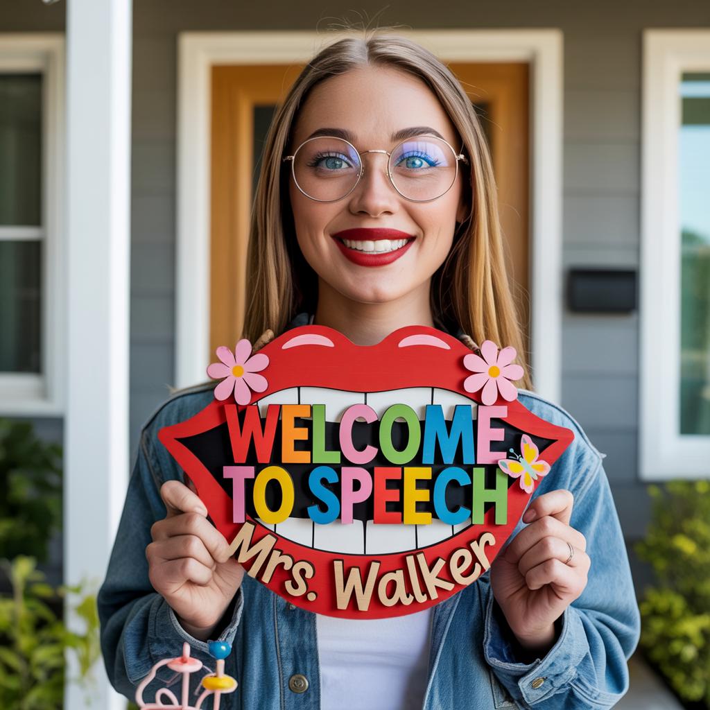 Personalized Speech Therapy Door Sign, Welcome To Speech Door Sign, Classroom Decor Sign, Speech Door Hanger, SLP Gifts