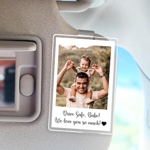 Custom Sun Visor Picture Clip, Family Photo Car Visor Clip, Dad Visor Clip, Drive Safe Visor Clip, Father&#39;s Day Gift, Anniversary Gift