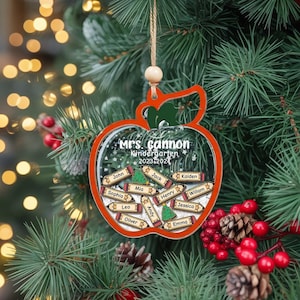 Custom Teacher Apple Shaker Ornament, Classroom Christmas Ornament, Back to School Ornament, Teacher Christmas Ornament, Classroom Decor