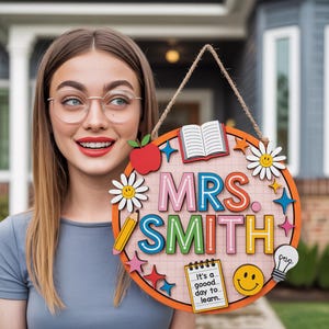 Personalized 3D Teacher Door Sign, Teacher Gifts, Teacher Welcome Sign, Classroom Door Sign, Back to School Gift, Classroom Decor