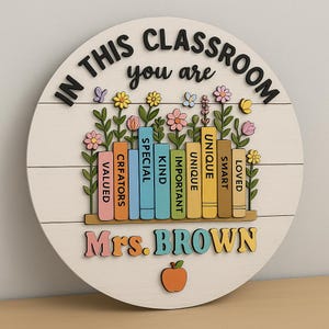 Custom 3D Teacher Door Hanger, Teacher Welcome Sign, Teacher Door Sign, Back to School Gift, Classroom Door Sign