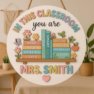 Personalisiertes Lehrer-Türschild, Willkommensschild für den Lehrer, Geschenk für den Lehrer, Schulgeschenk, Türschild für das Klassenzimmer