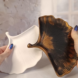 Unique Stone Homeware, Vintage Trinket Dish, Ring Holder in One, Catchall Tray, Ginkgo Leaf Decor, Minimalist Ring Dish, Key & Dice Tray