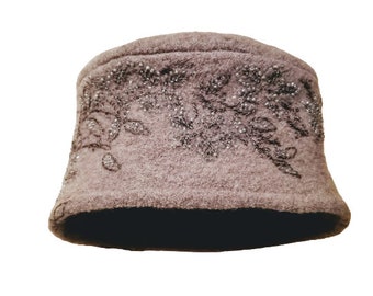 PRE-SEASON SALE Fancy Wool Hat | One of a Kind | Handmade | Recycled Wool Hat | Dress Up | Dress Hat | Fancy Hat | Flower Girl Hat