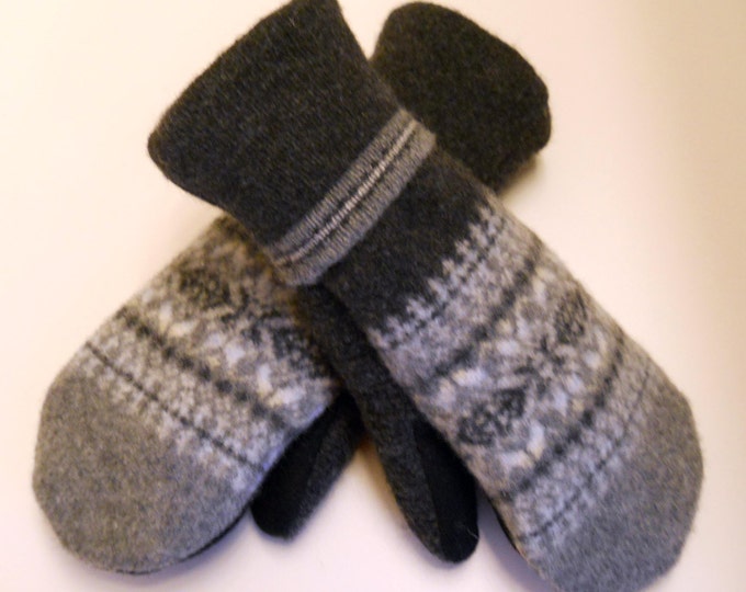 Classy Charcoal and Black Nordic Pattern Wool Mittens Made - Etsy