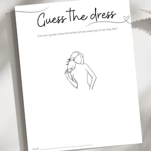 Guess the Dress | Hen Party Game | Digital and Printable | Elegant Minimalist Design | Bachelorette Party | Bridal Shower | Bride to Be