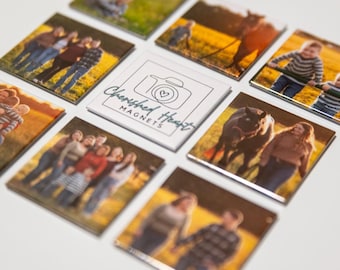 Custom Photo or Business Logo Magnets. Personalized Magnets: Set of 9