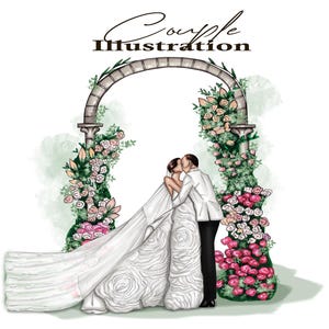 Benutzerdefinierte Hochzeits-Illustration, Hochzeitsporträt, benutzerdefinierte Braut und Bräutigam-Skizze, Paar-Kunst