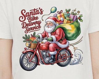 Motocicleta de Papá Noel PNG, imágenes prediseñadas navideñas vintage (descarga digital)