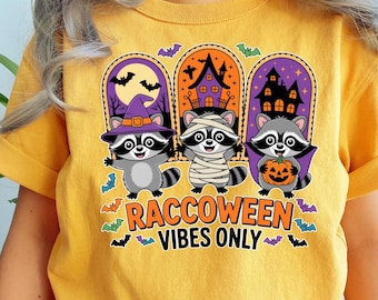 Imágenes prediseñadas de mapaches de Raccoween, descarga digital PNG para Halloween