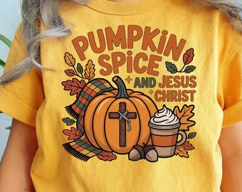 Christian Fall Clipart: Pumpkin Spice Latte, Jesus Cross (Digital Download PNG)