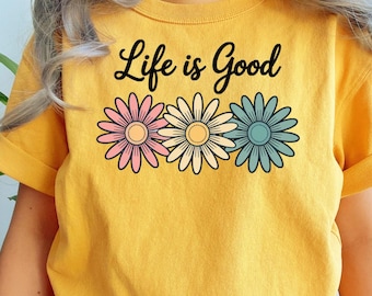 Life is Good Daisy PNG: Retro Floral Sublimation Design (Digital Download)
