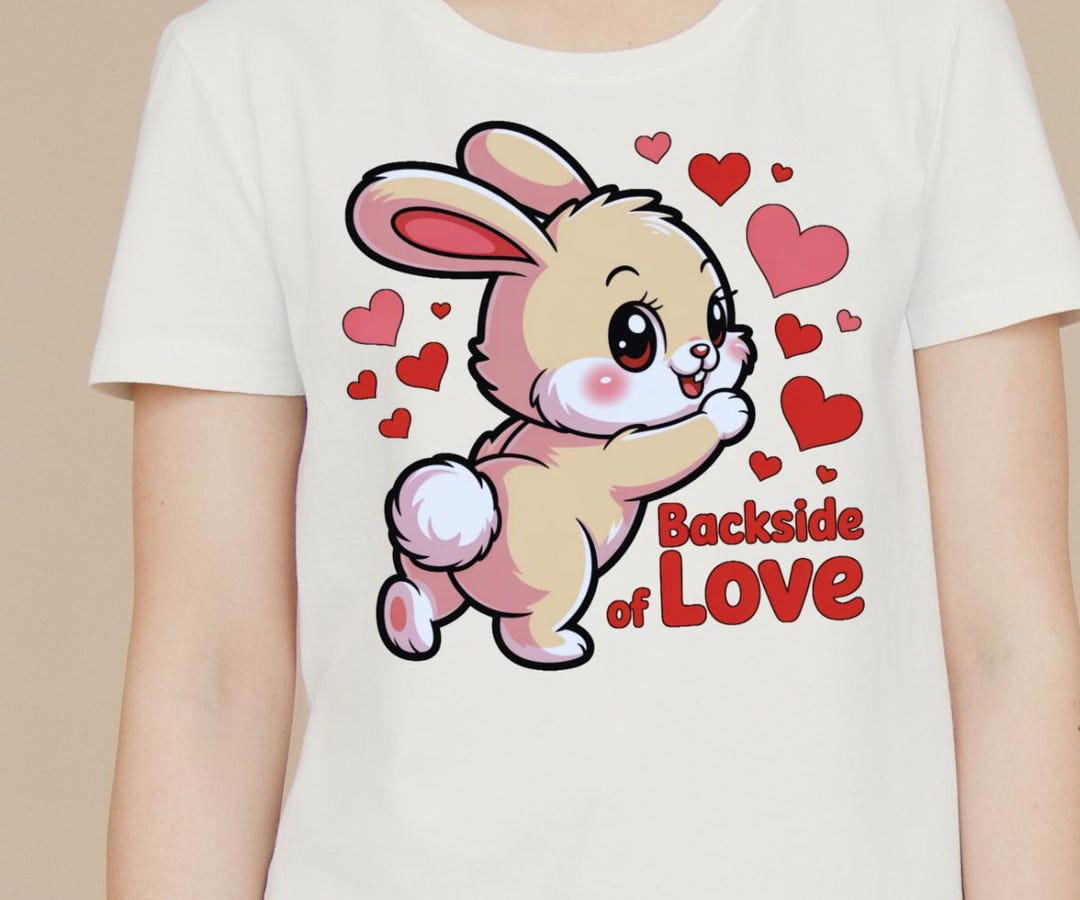 Backside of Love Bunny PNG Cute Kawaii Rabbit Valentine Clipart Funny ...