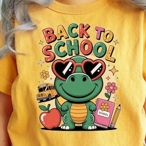 Back to School Dinosaur PNG  Cute Kids School Shirt Design  First Day of School Clipart
