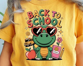 Back to School Dinosaur PNG, Kids Shirt Design (Digital Download)