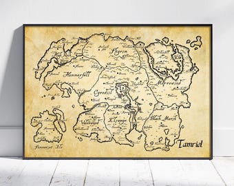 Impresión del mapa de Tamriel: póster de Skyrim de The Elder Scrolls, regalo de TES