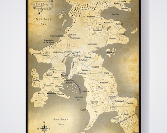 Impresión del mapa del mundo de Drenai Saga: David Gemmell Fantasy Art