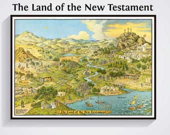 Póster del mapa del Nuevo Testamento de 1939: Jaro Hess Pictorial Art