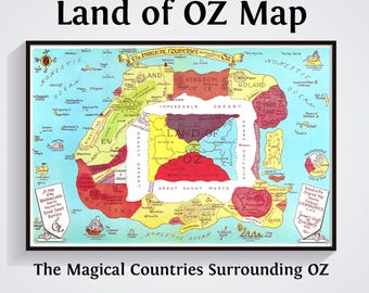 Póster del mapa de La maravillosa tierra de Oz: Impresión de mapa de libro de fantasía