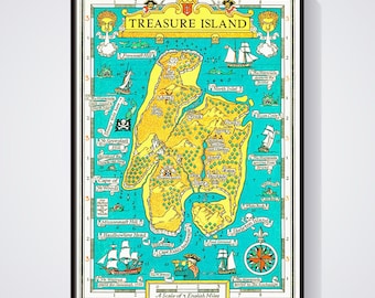 Impresión del mapa de la Isla del Tesoro: Robert Louis Stevenson, Pirate Decor
