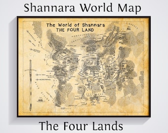 Impresión del mapa de Shannara: Arte mural de fantasía de las Cuatro Tierras de Terry Brooks