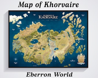 The World of Eberron - Map of Khorvaire Poster, Khorvaire Continent Map Print, Wall Art, Eberron Map Room Decor, DnD Map, Dungeons & Dragons