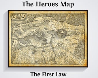 Impresión del mapa de la Primera Ley: Póster del Valle de Osrung, Joe Abercrombie Fantasy Art