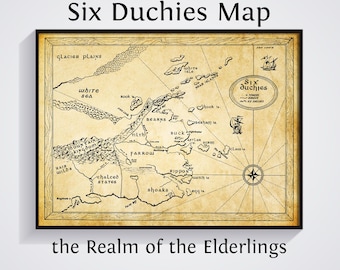 Impresión del mapa de la Trilogía del Vidente: Seis Ducados, Reino de los Antiguos
