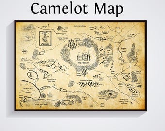 Camelot Map Print: King Arthur's Kingdom Fantasy World Art