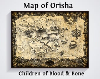 Impresión del mapa de Orishas, Hijos de Sangre y Hueso, Póster de libro de fantasía