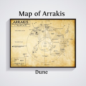 Impresión del mapa de Arrakis: Póster de dunas, regiones polares del norte