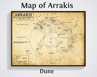 Impresión del mapa de Arrakis: Póster de dunas, regiones polares del norte