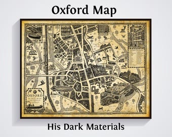 Impresión del mapa de Oxford de La Materia Oscura: Arte mural literario de la Brújula Dorada