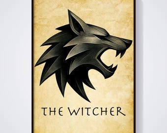 The Witcher Logo Poster: Geralt of Rivia, Fantasy Art