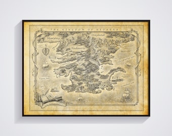 Mapa del Reino de Nedarra, Póster de la Serie Endling, Mapa de inspiración fantástica, Arte de pared para amantes de los libros