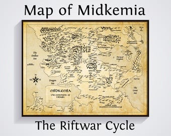 Póster del mapa de Midkemia: Impresión artística mural de la saga de la Guerra de la Grieta