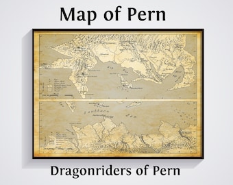 Impresión del mapa de los Jinetes de Dragón de Pern: Vuelo de Dragón, Póster de la Búsqueda de Dragón