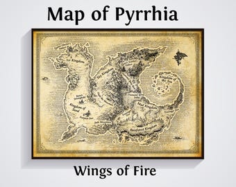 Póster del mapa de Pyrrhia - Impresión literaria de Wings of Fire