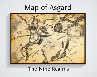 Norse Mythology Map of Yggdrasil With Asgard and Midgard Fine Art Print ...