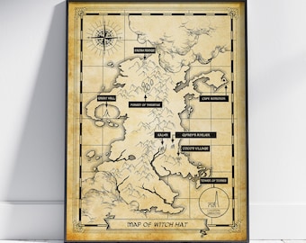 Map of Zozah Peninsula - Witch Hat Atelier Inspired Art, Manga Room Decor, Fantasy Map, Japanese Anime Print, Witch Hat Atelier Poster
