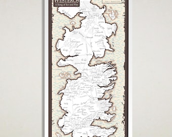 Westeros Map Poster: A Song of Ice and Fire, GoT Wall Art