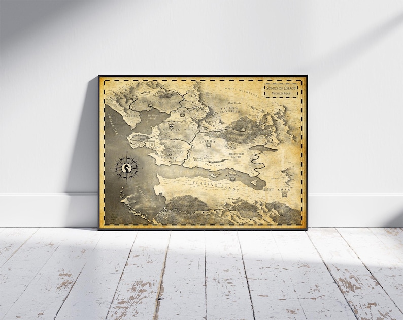 Dragonbane Ridermount Map Dragon Rider World Map, Ascendant Print: Songs of Chaos Poster, Wall ...