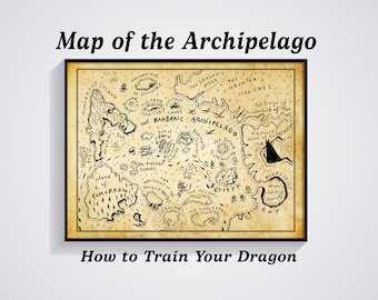 Map of the Archipelago Print: How to Train Your Dragon World Map Poster, Dragon Toothless and Viking Hiccup World Map, HTTYD Gift, Wall Art