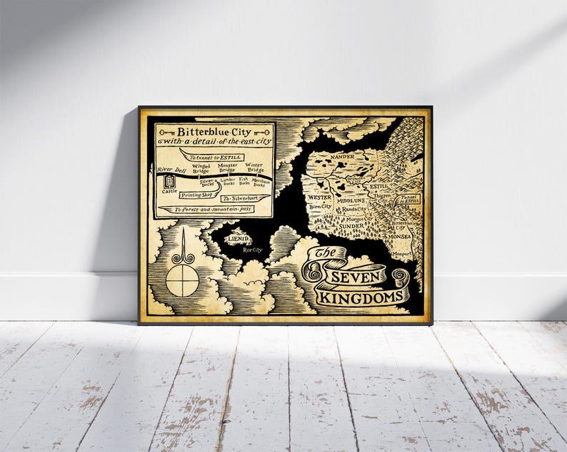 Graceling Realm Map Poster: Seven Kingdoms Fantasy Art Print - Etsy