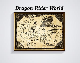 Dragon Rider World Map Print, Dragon Rider Poster, Dragon Rider Gift, Wall Art, Kids Room Decor, Firedrake the Silver Dragon World Map