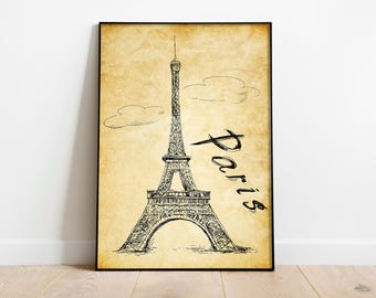 Impresión de la Torre Eiffel de París, póster vintage, decoración del hogar