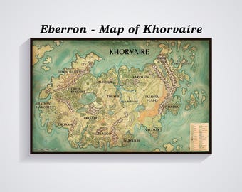Map of Khorvaire, Eberron World, Khorvaire Continent Map Poster, Wall Art, Eberron Map Print Room Decor, DnD Map, Dungeons & Dragons Map