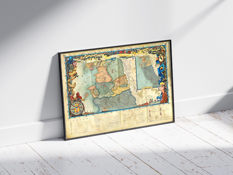 The Witcher Map Poster: Northern Kingdoms, Continent Map, Geralt of ...
