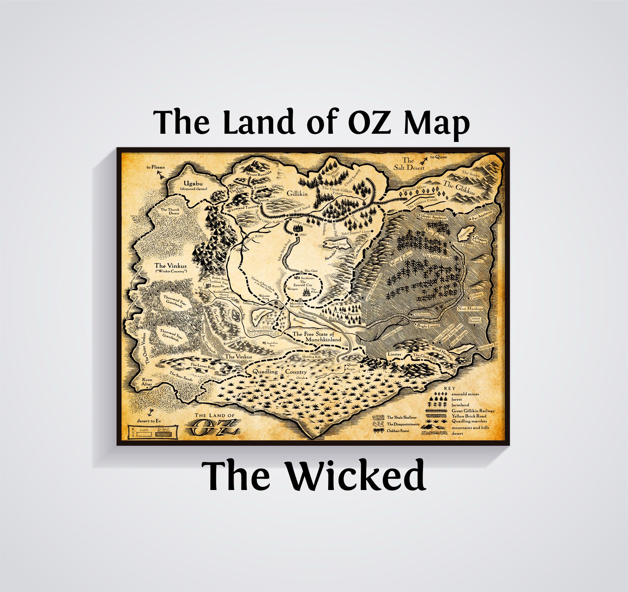 The Wizard Of Oz Map Wall Poster - Framed, 24.25x35.75 Inches, Premium Satin Finish - View #5
