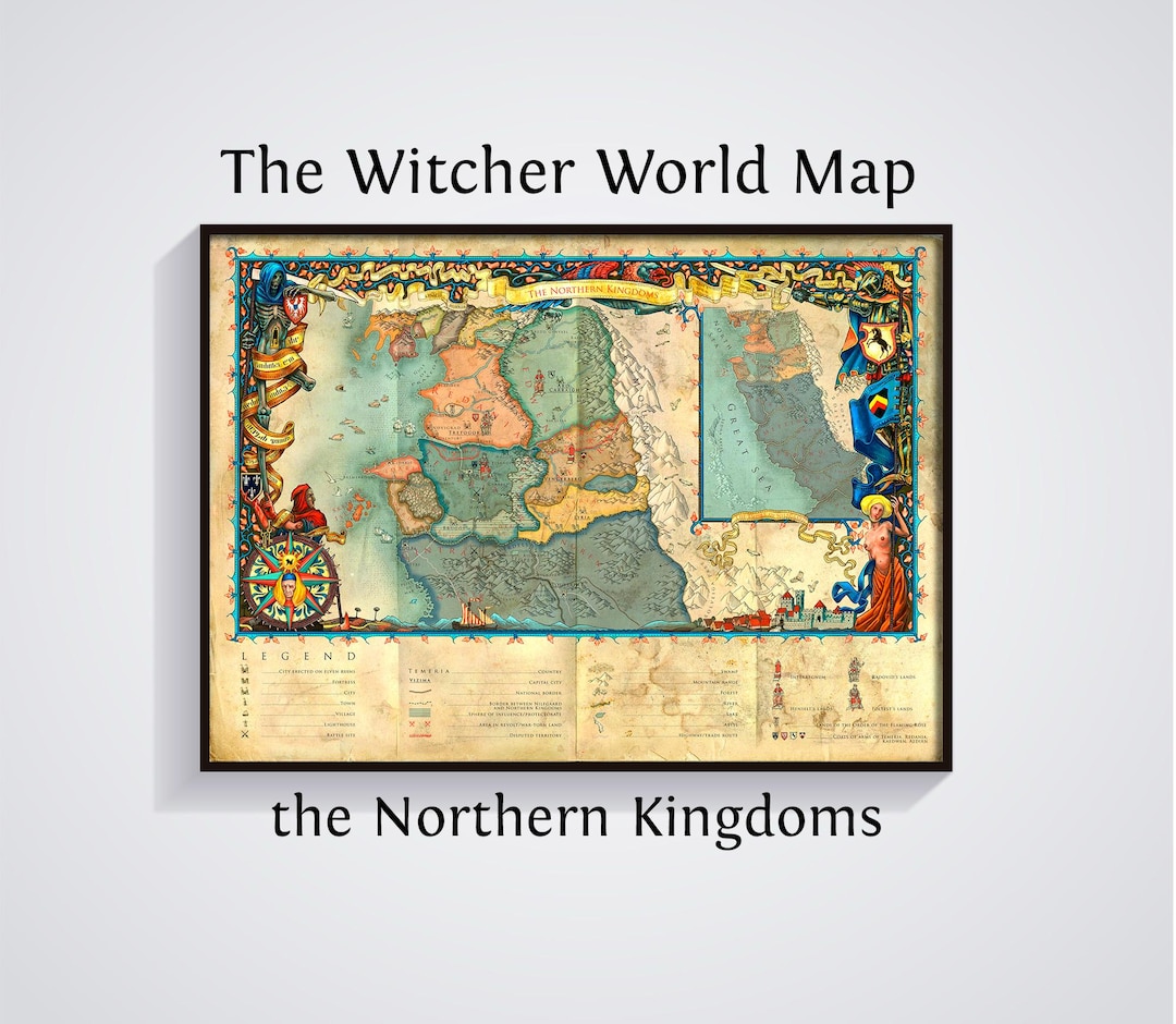 The Witcher Map Poster: Northern Kingdoms, Continent Map, Geralt of ...